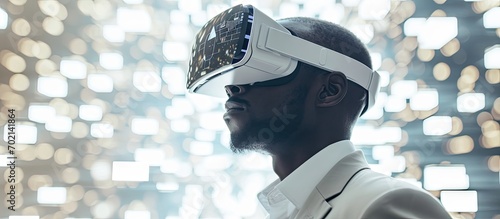 African businessman in vr g...