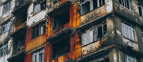 Damaged building after a fi...
