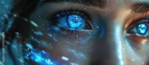 Close up view of blue eye w...