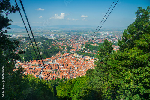 Brasov city view from the cable car leading to Tampa Mountain in Brasov _ Romania 