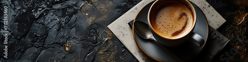 coffe cup on a rustic background - web banner 