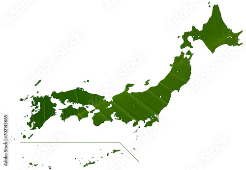 大きな緑の葉っぱで描いた、葉脈が美しい日本地図 photo