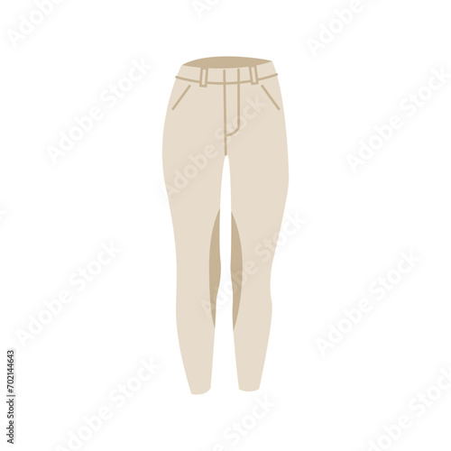 Horse riding jodhpurs or leggings equine accessories for show jumping and eventing . Jockey trousers. Equestrian sports gear. Vector illustration hand drawn colored flat isolated on white background.