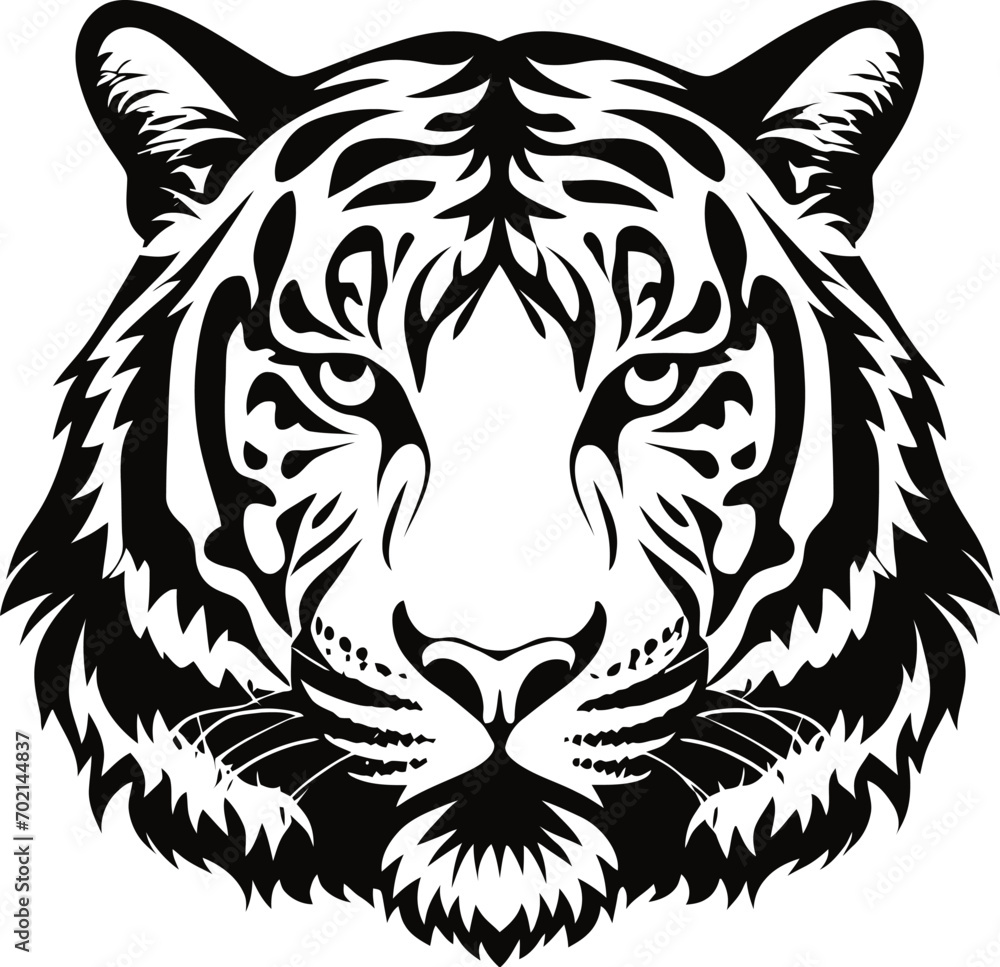 Tiger head hand drawn sketch illustration