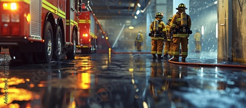 Group of firefighters with ...
