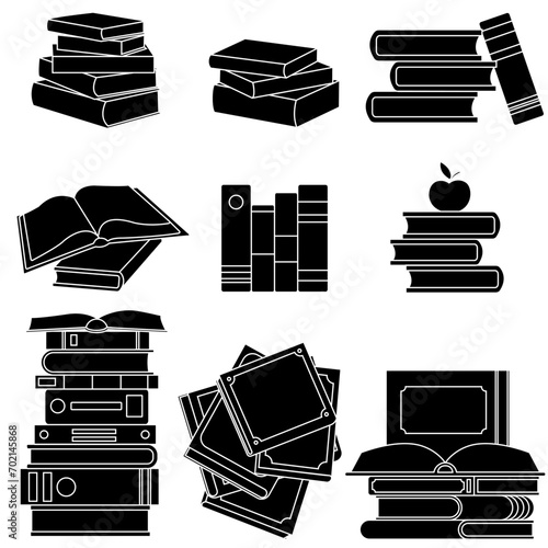 Books icon vector set. Library illustration sign collection. Archive symbol. Textbooks logo.