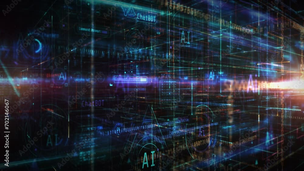 Background with deep 3D digital space of AI. Background with deep 3D digital space of AI.