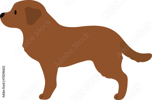 Simple and cute illustration of chocolate colored Labrador Retriever in side view flat colored