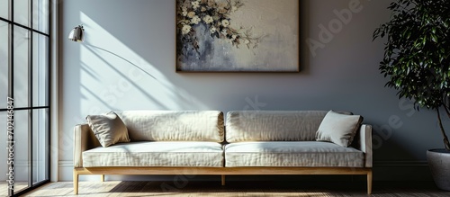 Elegant beige sofa standing...