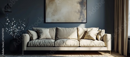 Elegant beige sofa standing...