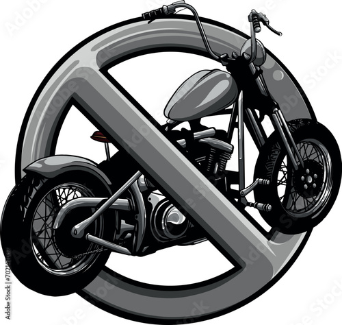 monochromatic no motorcyle symbol on white background photo