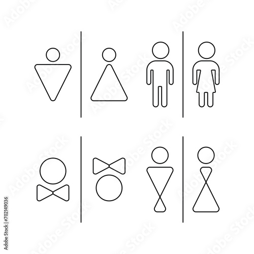 Toilet line icon set, WC signs, restroom symbols editable stroke.