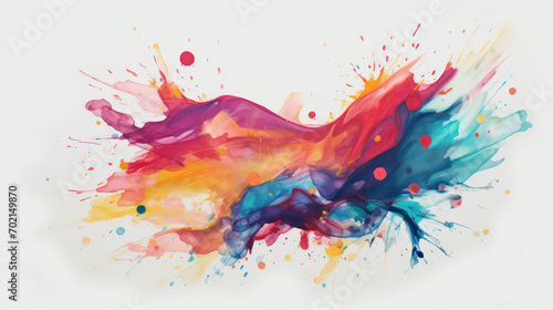 Dynamic and Energetic Paint Splatter on White Background photo