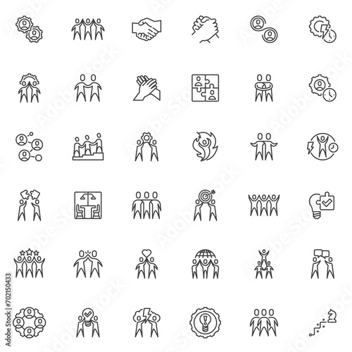 Teamwork line icons set