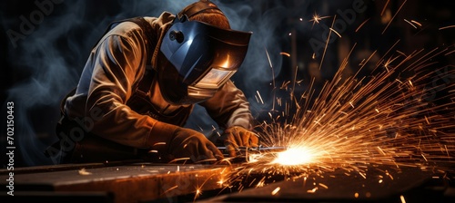 Werder welding metal steel. Generative AI technology.	
 photo
