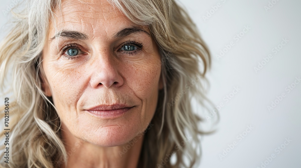 Beautiful gorgeous mid aged mature woman looking at camera isolated on white Beautiful gorgeous mid aged mature woman looking at camera isolated on white