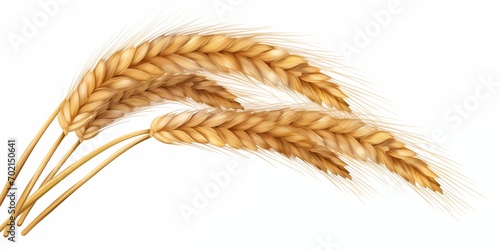 Bunches of wheat ears isolated on white background Set of stacks Whole grains Package design elements with clipping path Wheat Sheaf Decor isolated.AI Generative