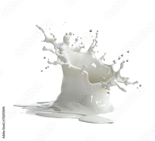 White milk wave splash with splatters and drops, Milk splash isolated on transparent background, white creamy liquid crown wave swirl drops