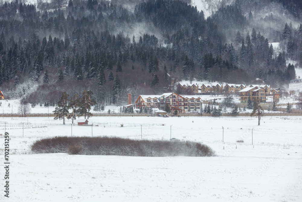 View of Bakuriani, winter resort in Georgia