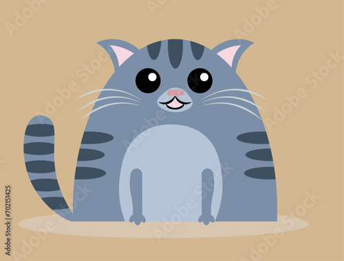 Vector cute fat cat sitting cartoon vector illustration animal nature concept isolated flat