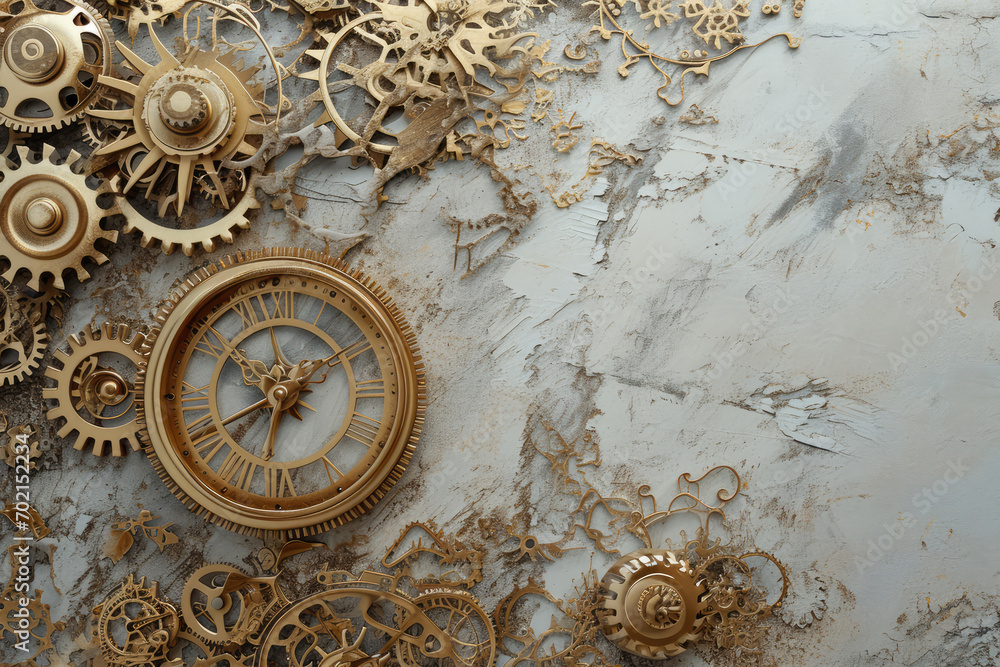 Exploring Steampunk Elements On A Light Gray Background