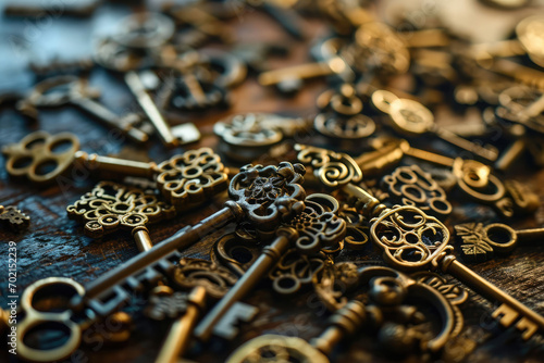 Steampunk Style Background Made Of Keys
