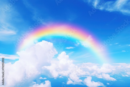 Rainbow between clouds in the sky © jaafar
