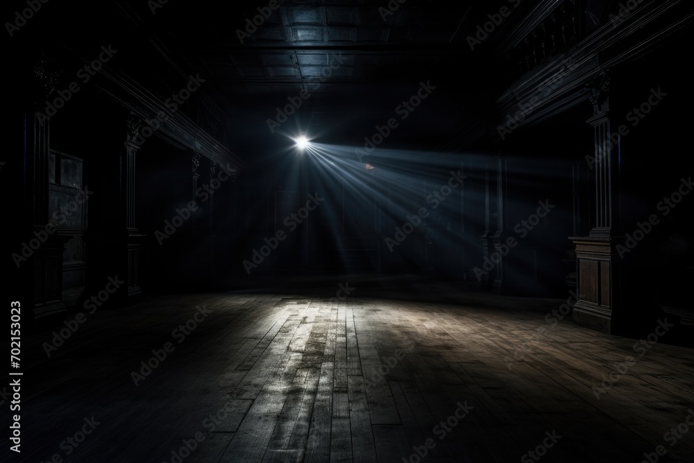 spot of light in a dark room or hall spot of light in a dark room or hall