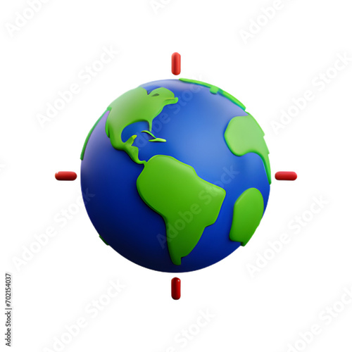 Earth globe 3d style isolated on transparent background