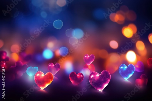 bokeh shape of hearts background, love, romance and valentine's day background