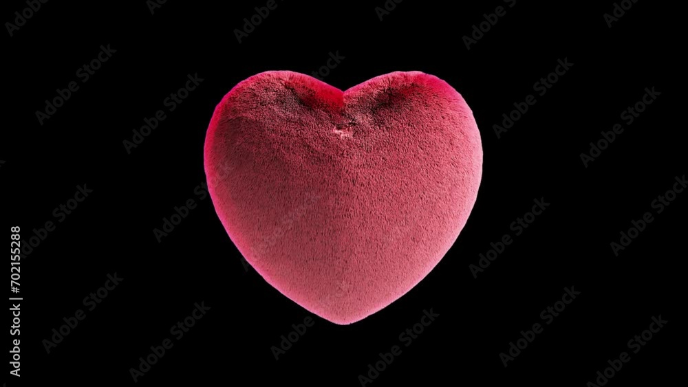 furry pink heart beats rhythmically, heart shaped plush toy, romantic funny Valentine's day item, looped animation furry pink heart beats rhythmically, heart shaped plush toy, romantic funny Valentine's day item, looped animation