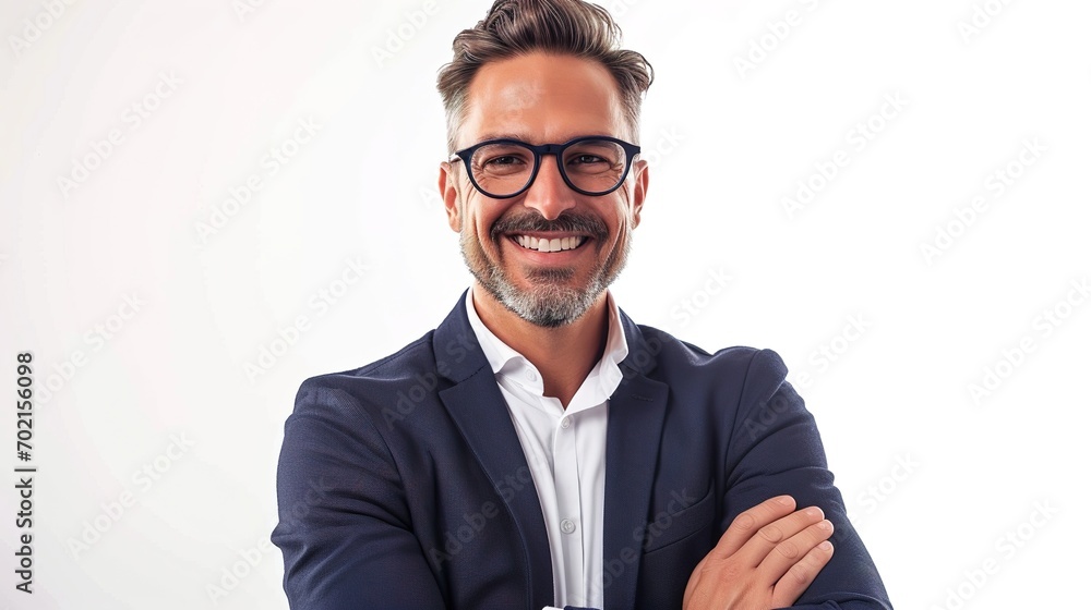 businessman smiling with arms crossed isolated on white background businessman smiling with arms crossed isolated on white background