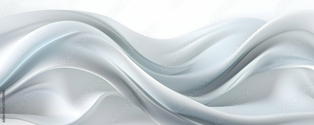 An abstract image with white wavy textures flowing across the frame, giving a calm and modern feel. - obrazy, fototapety, plakaty 