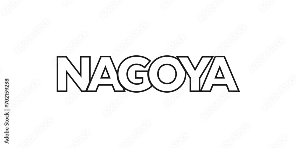 Nagoya in the Japan emblem. The design features a geometric style, vector illustration with bold typography in a modern font. The graphic slogan lettering. Nagoya in the Japan emblem. The design features a geometric style, vector illustration with bold typography in a modern font. The graphic slogan lettering.