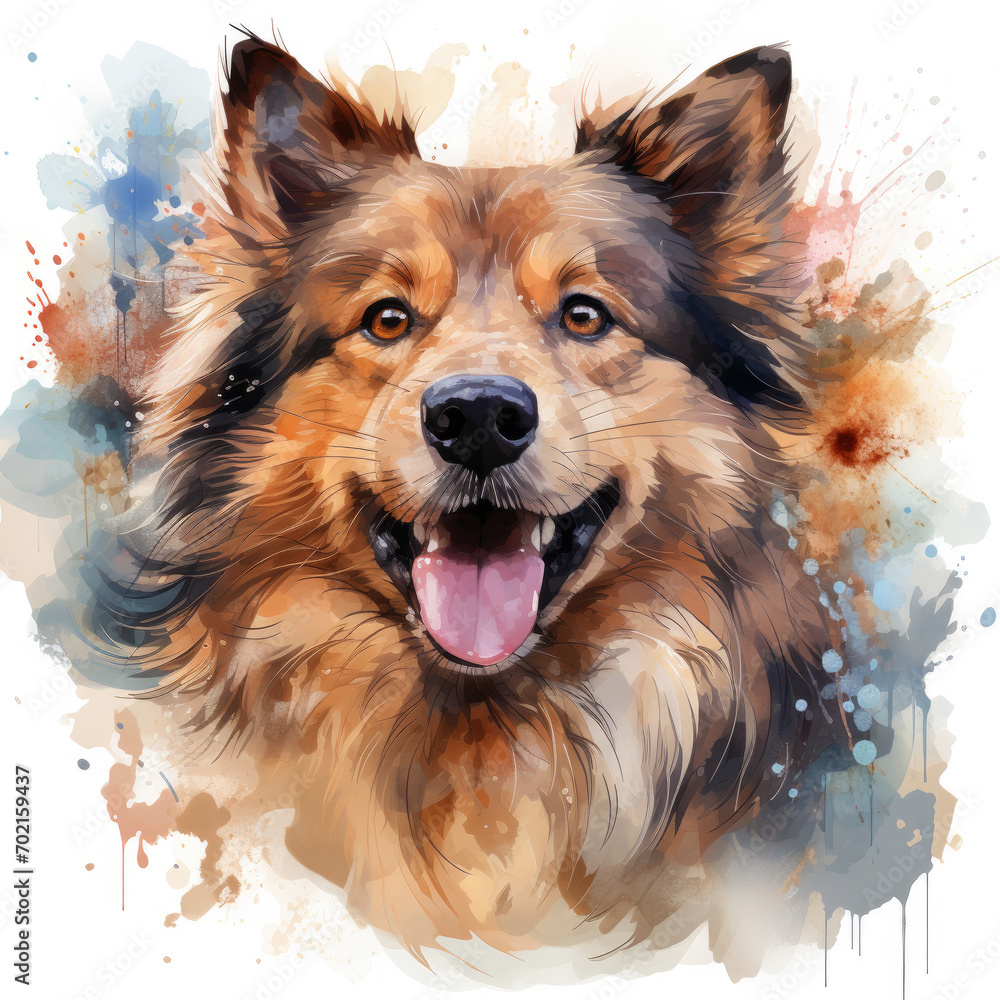 watercolor Finnish Lapphund clipart, Generative Ai watercolor Finnish Lapphund clipart, Generative Ai