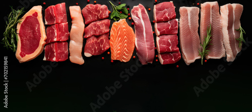 fish fillet meat set banner with copy space