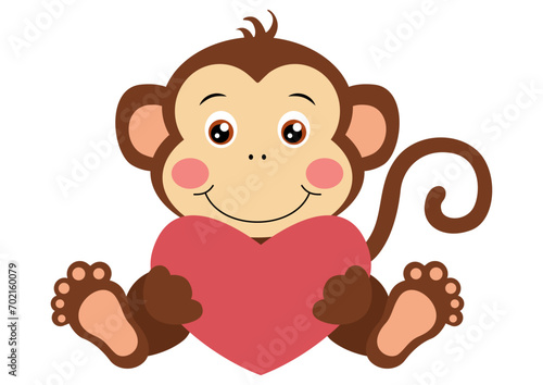 Adorable monkey holding heart.cdr