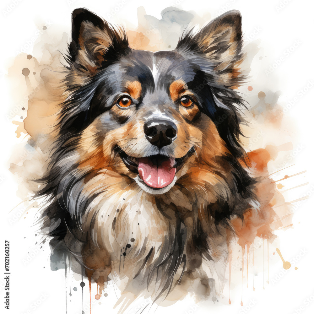 watercolor Finnish Lapphund clipart, Generative Ai watercolor Finnish Lapphund clipart, Generative Ai