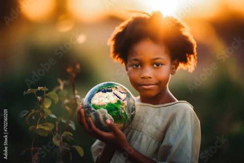 International day of peace concept. African Children holding earth globe. Group of African children holding planet earth planet earth