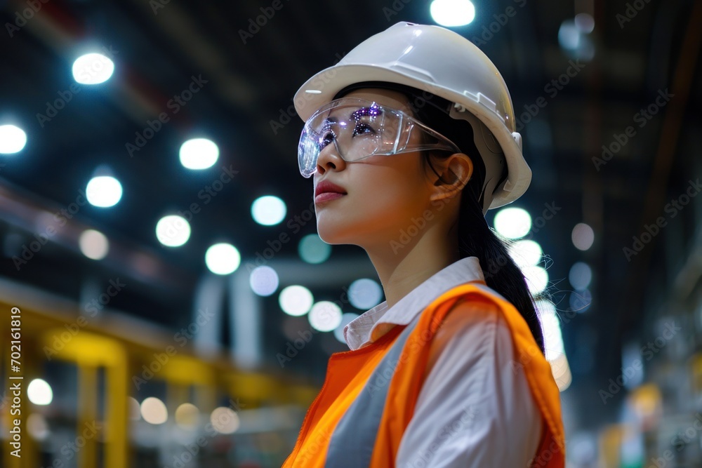 Female professional engineer, worker, quality control, inspection in factory, warehouse, factory, industrial plant Female professional engineer, worker, quality control, inspection in factory, warehouse, factory, industrial plant
