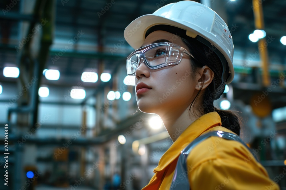 Female professional engineer, worker, quality control, inspection in factory, warehouse, factory, industrial plant Female professional engineer, worker, quality control, inspection in factory, warehouse, factory, industrial plant