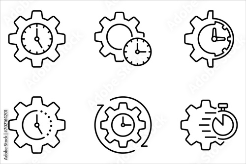 Time management icon set. Deadline vector illustration. Isolated contour of workflow on white background.