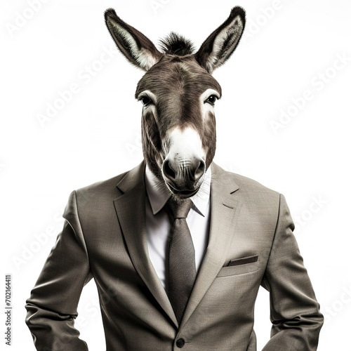 a donkey dressed in a business suit with tie