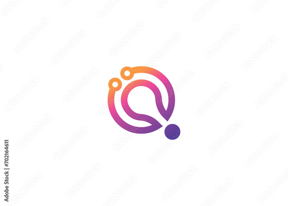 Letter Q Technology vector monogram logo design template. Letter Q molecule, Science and Bio technology Vector logo Letter Q Technology vector monogram logo design template. Letter Q molecule, Science and Bio technology Vector logo