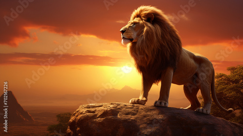lion at sunset background © Yuwarin