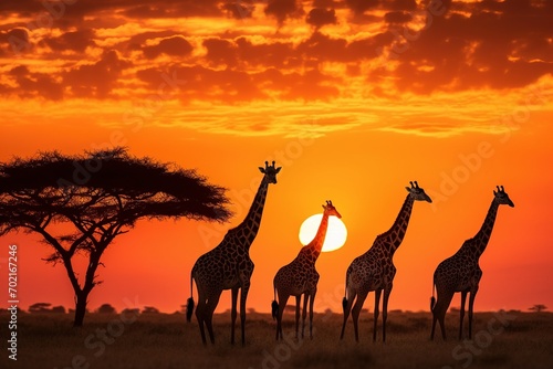 giraffe in the sunset