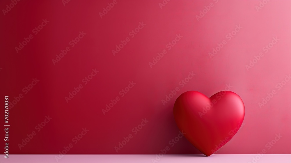  red heart shape on red wall, valentine's day or medical heart health care theme banner background, Generative Ai
