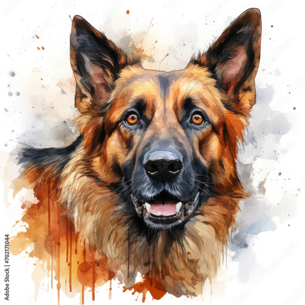 watercolor German Shepherd clipart, Generative Ai watercolor German Shepherd clipart, Generative Ai