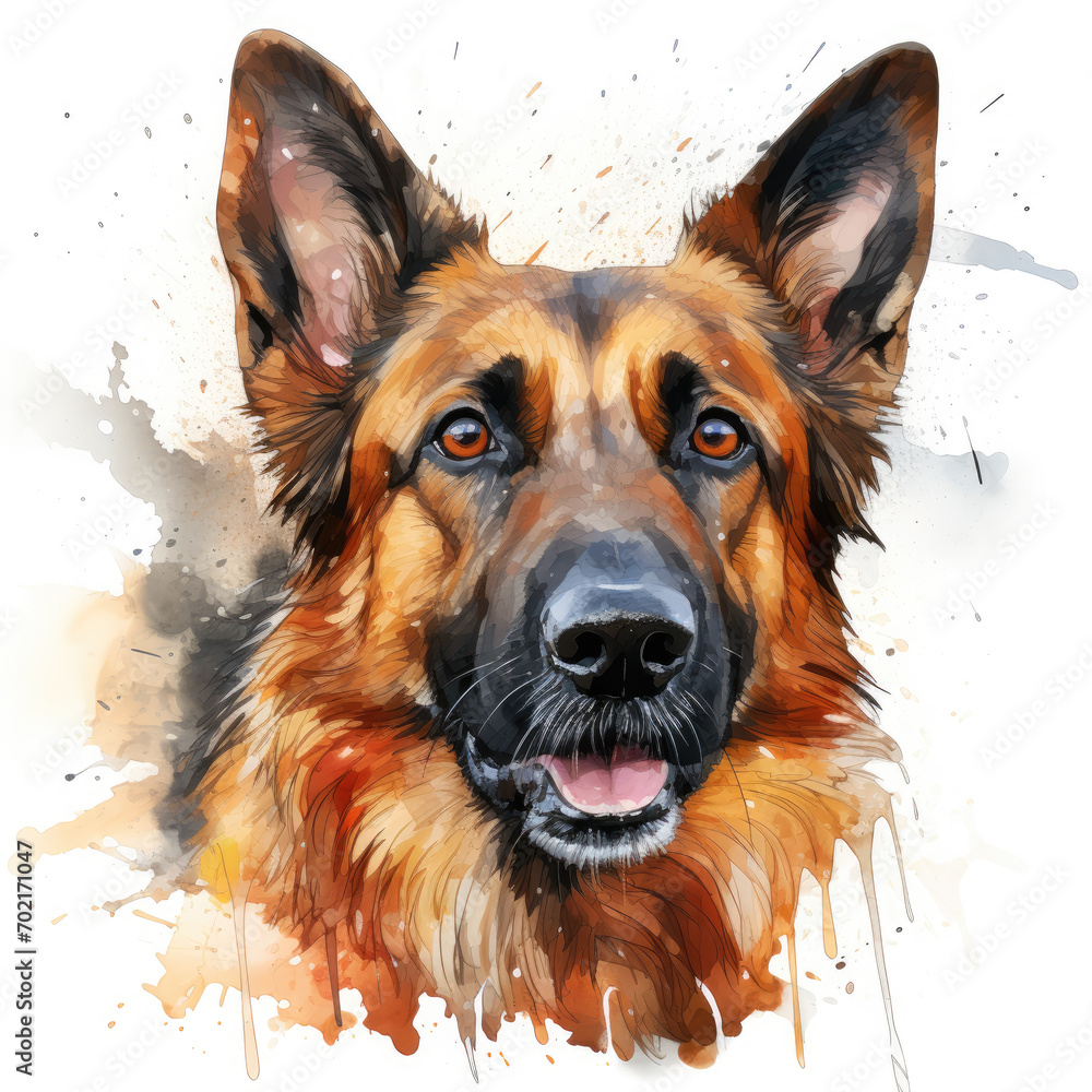 watercolor German Shepherd clipart, Generative Ai watercolor German Shepherd clipart, Generative Ai