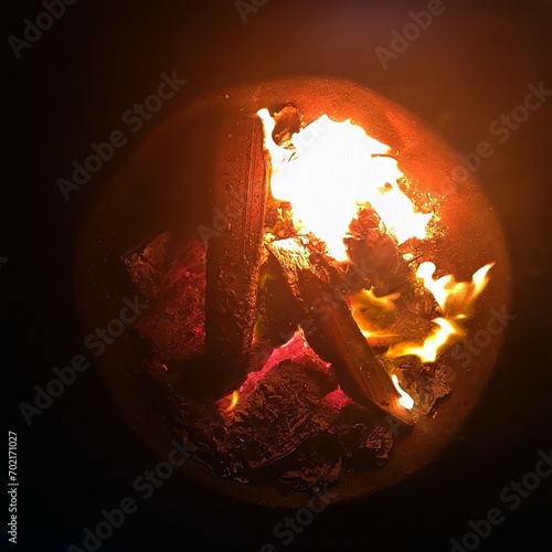 burning fire in cold weather, lilting fire for cold. photo